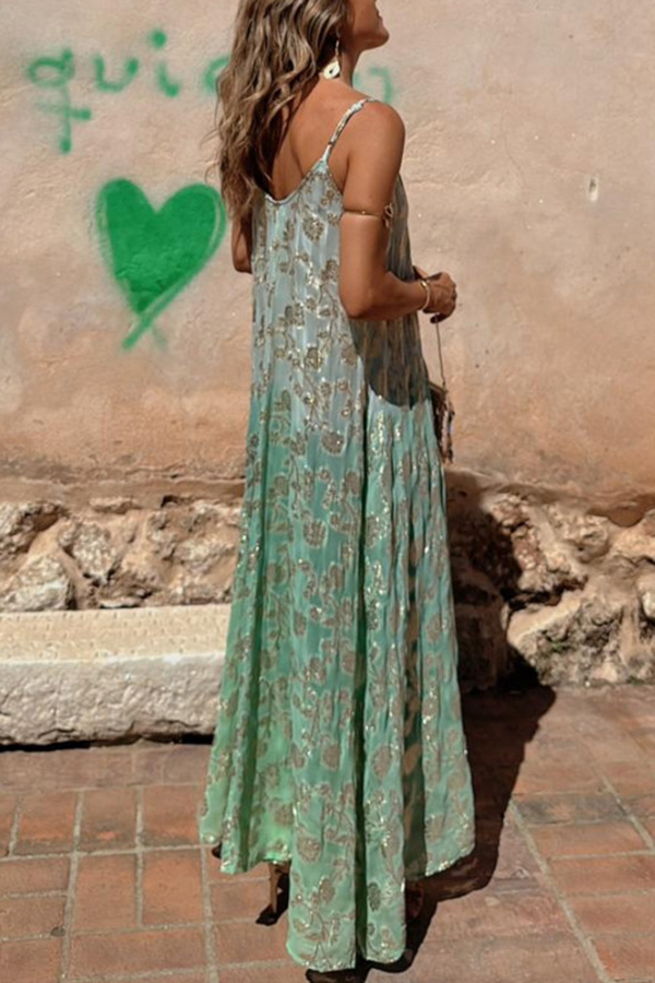 Bianca Tie Dye Gradient Flower Print Pocketed A-line Slip Maxi Dress-consonak