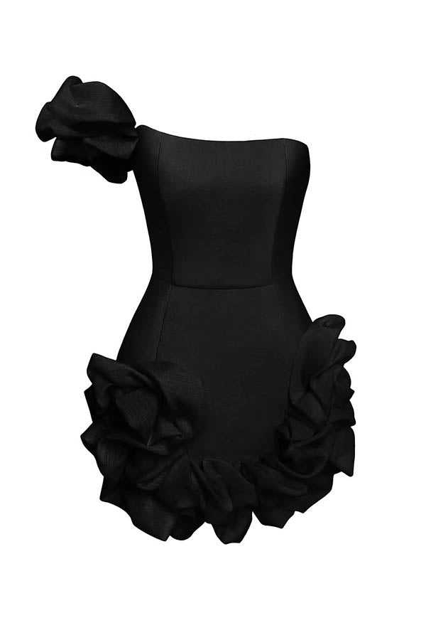 Delightful and Elegant Vibe Off Shoulder Flounce Bottom Mini Dress | Consonak