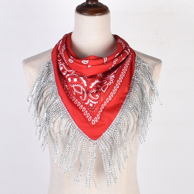British Retro Diamond Tassel Square Scarf | Consonak