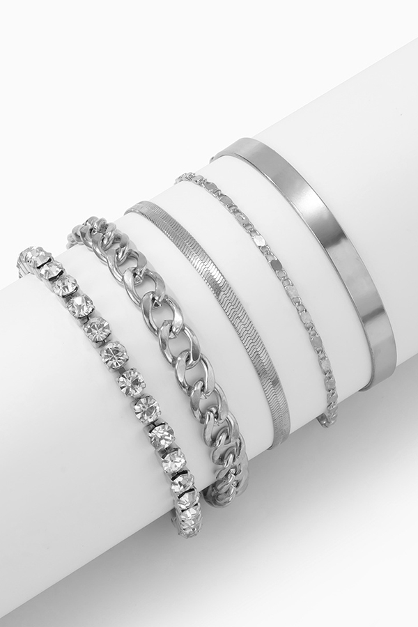 Personalized Geometric Multi-element Rhinestone Bracelet Set | Consonak