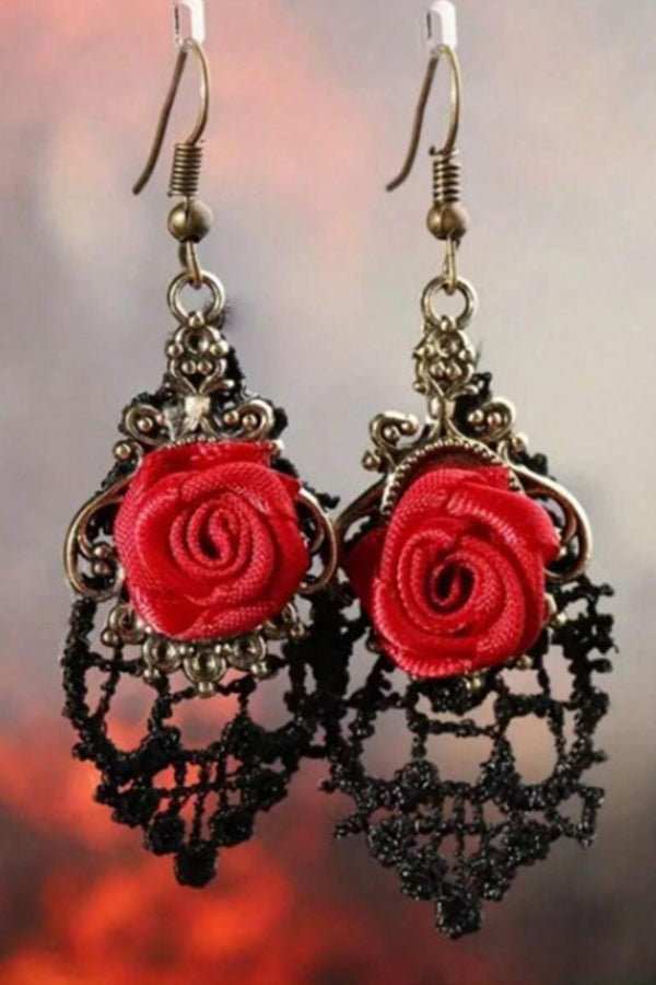 Dark-style Rose Earrings-Consonak
