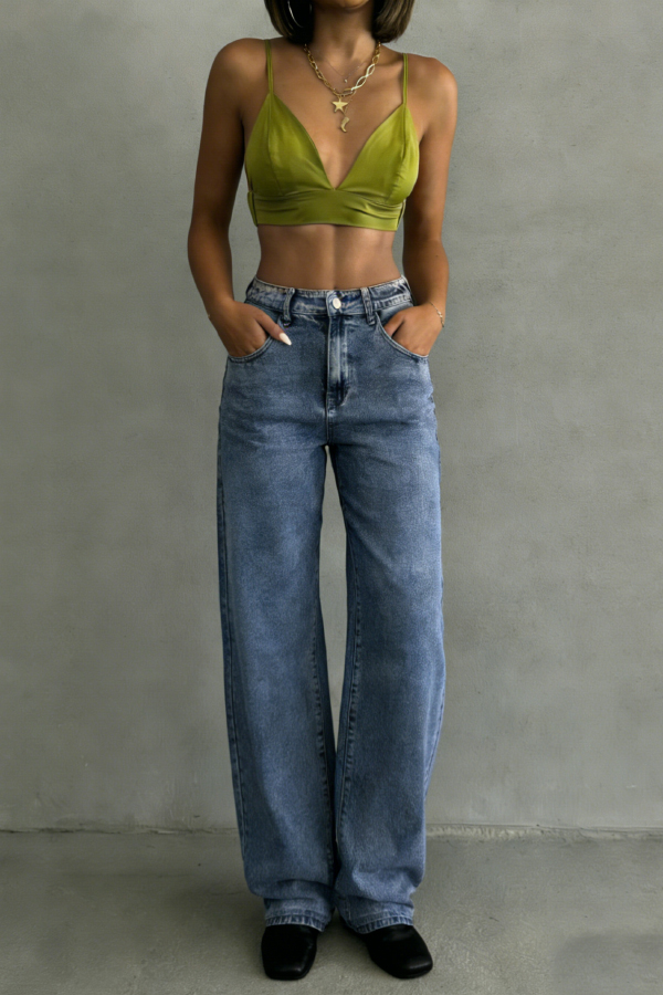 Stylish High-waisted Pocket Casual Stretch Straight Leg Jeans