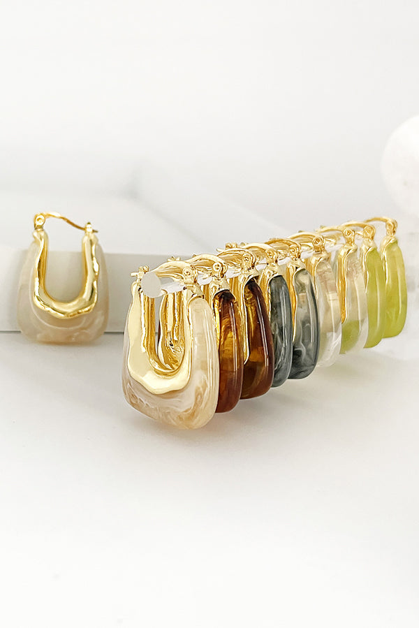 Fashionable Geometric U-shaped Colorful Jelly Earrings | Consonak