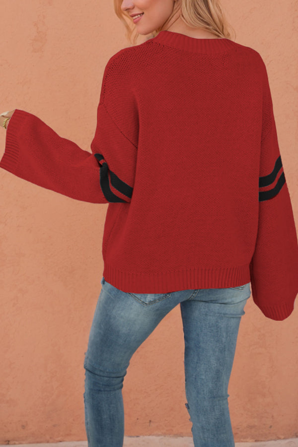 Fashionable Heart-shaped Jacquard Long-sleeved Loose Knit Sweater-consonak