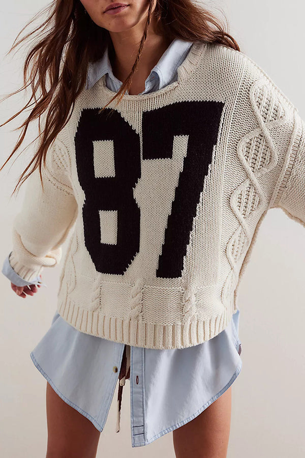 Fashionable Digital Jacquard Loose Long-sleeved Knit Sweater | Consonak
