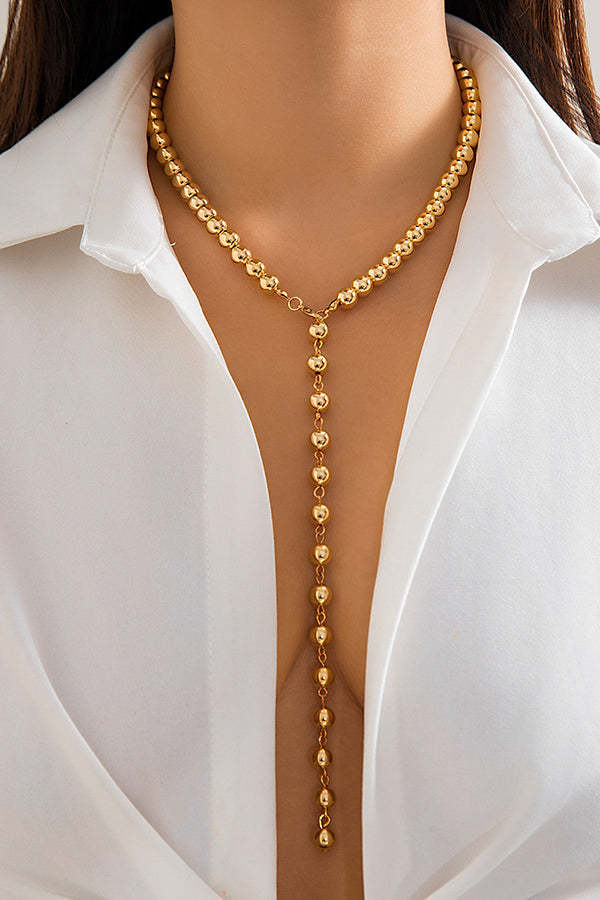 Vintage Beaded Chain Tassel Necklace-consonak