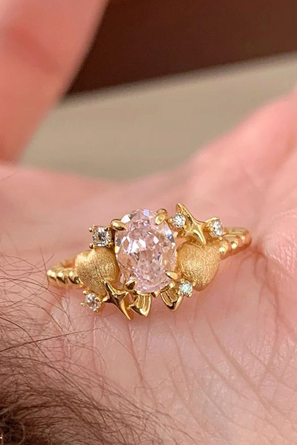 Fashionable Sparkling Pink Diamond Ring-consonak