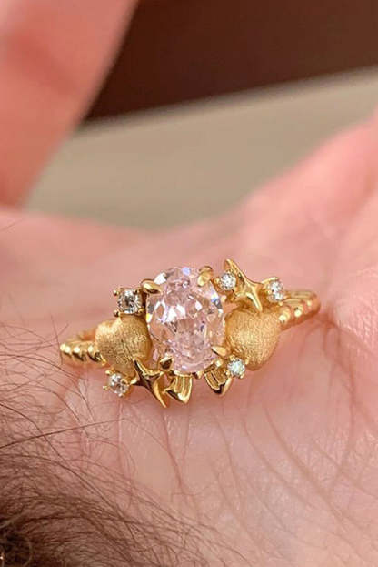 Fashionable Sparkling Pink Diamond Ring-consonak