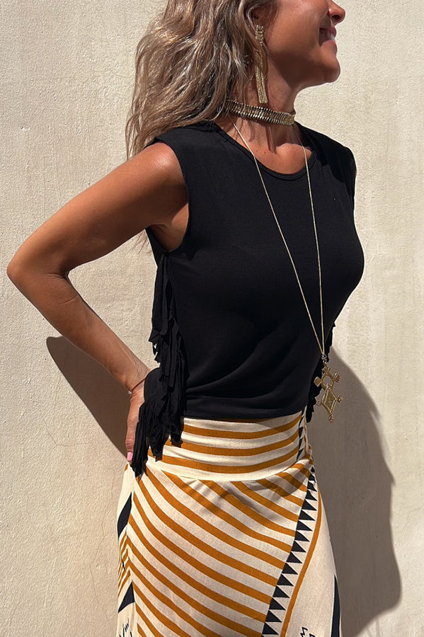 Told You So Girl Cotton Blend Tassel Trim Relaxed Top | Consonak