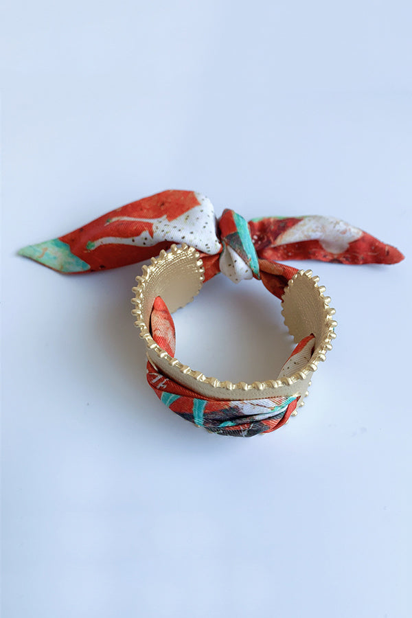 Matte Open Bracelet with Vintage Scarf-consonak