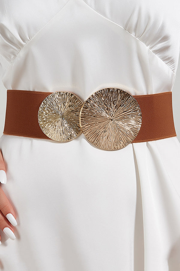 Fashionable Elastic Double Circle Decorative Wide Belt-consonak