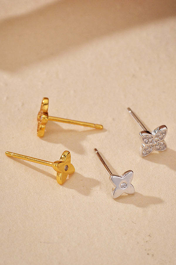 Fashionable Diamond Four-leaf Clover Earrings-consonak