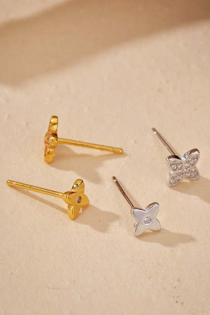 Fashionable Diamond Four-leaf Clover Earrings-consonak