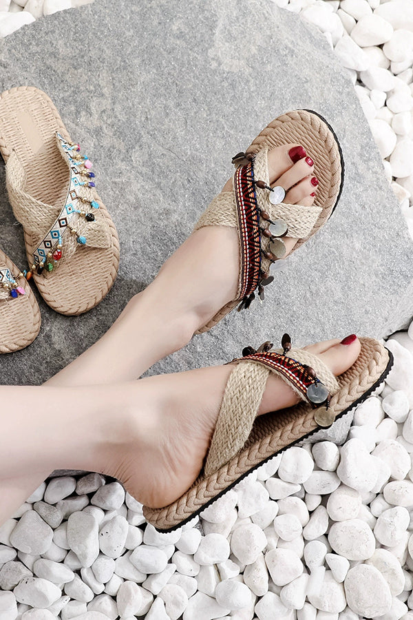 Bohemian Ethnic Style Tassel Beach Shoes-consonak