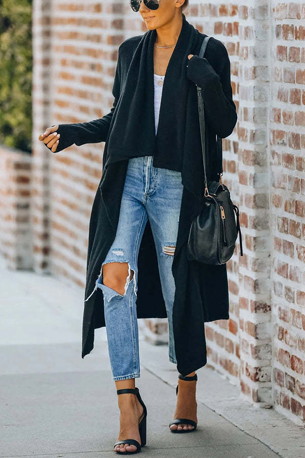 Fireside Pocketed Oversized Drape Neckline Knit Cardigan-consonak