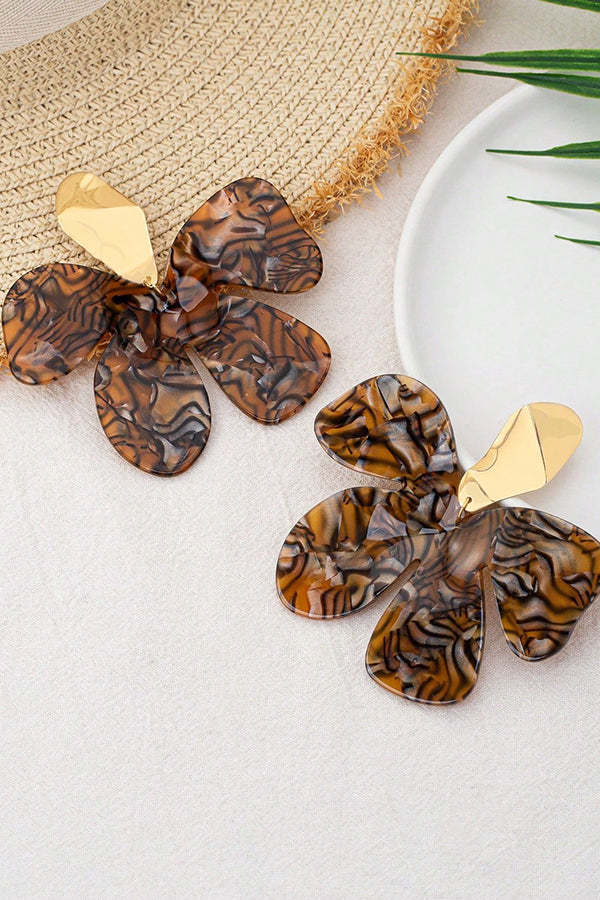 Vintage Acrylic Leopard Petal Earrings-consonak