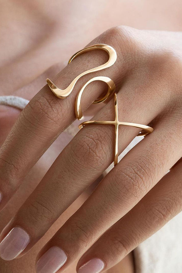 Simple Special-shaped Lines Stainless Steel Open Ring | Consonak