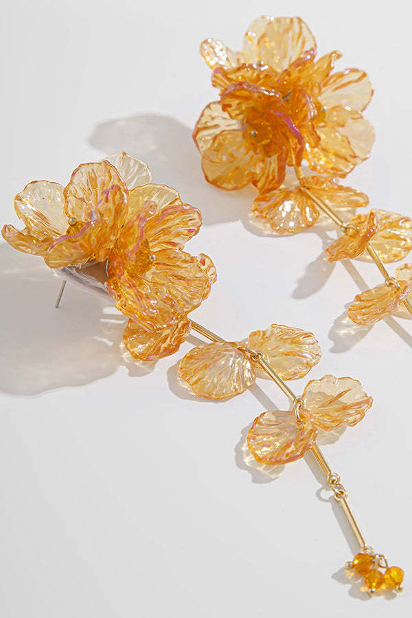 Fashionable Tassel Floral Mermaid Pearlescent Earrings-consonak