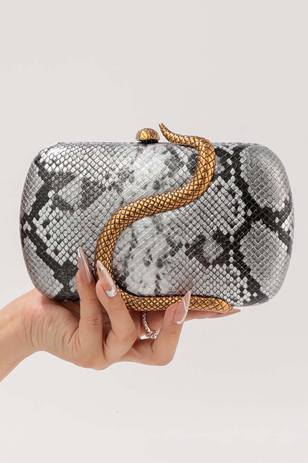 Fashionable Snake-embellished Evening Clutch-consonak