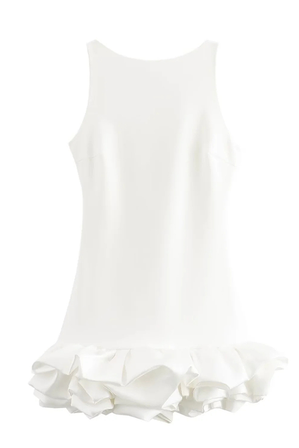 Born To Party Satin Patchwork Cloud Shape Wide Neck Mini Dress-consonak