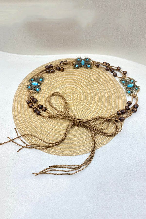 Bohemian Metallic Butterfly Handwoven Belt-consonak