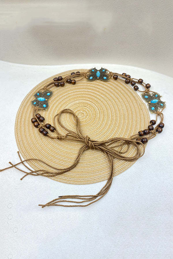 Bohemian Metallic Butterfly Handwoven Belt-consonak