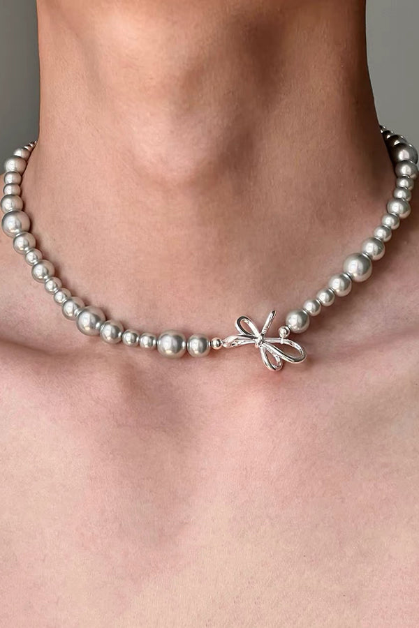 Fashionable Iris Elegant Silver Pearl Necklace | Consonak
