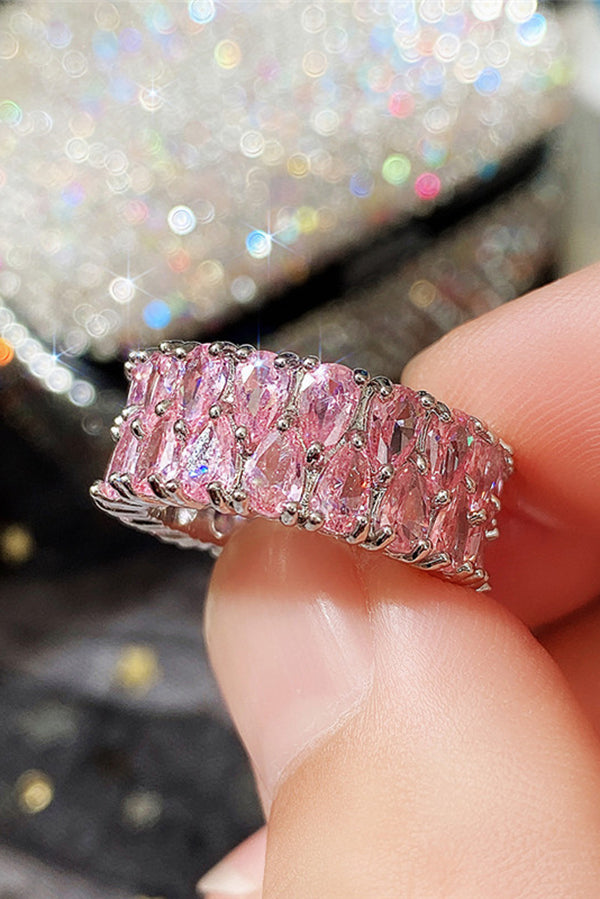Light Luxury Double Row Drop Zircon Ring | Consonak