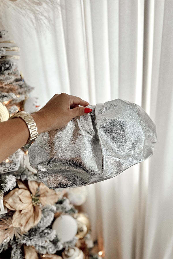 Metallic Pouch Clutch Bag-consonak