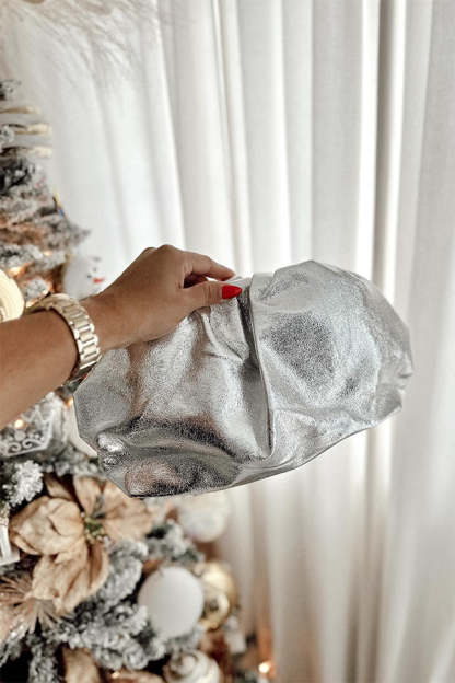 Metallic Pouch Clutch Bag-consonak