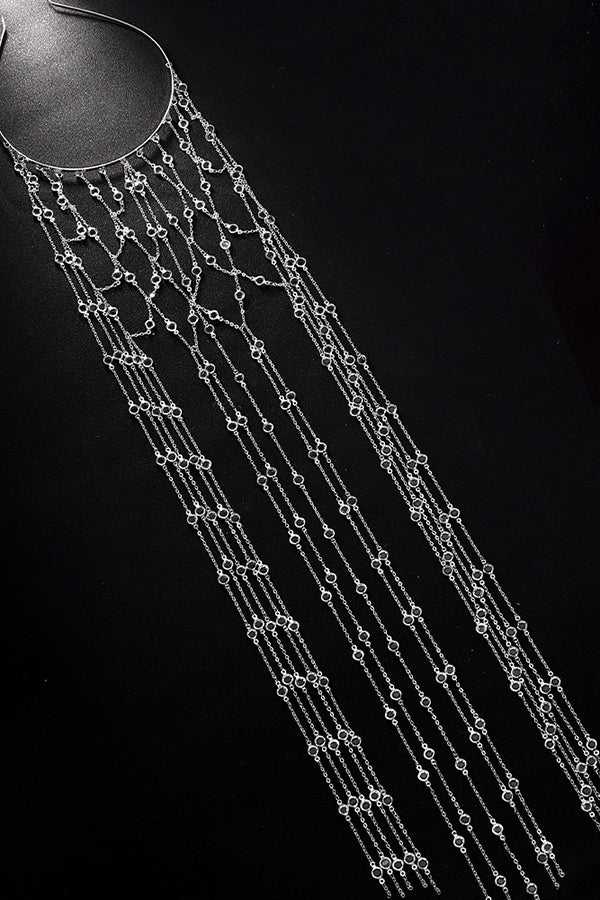 Fashionable and Light Luxury Rhinestone Tassel Headband-consonak