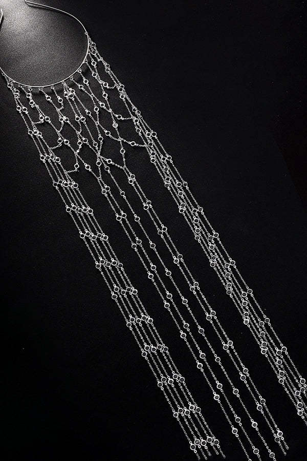 Fashionable and Light Luxury Rhinestone Tassel Headband-consonak