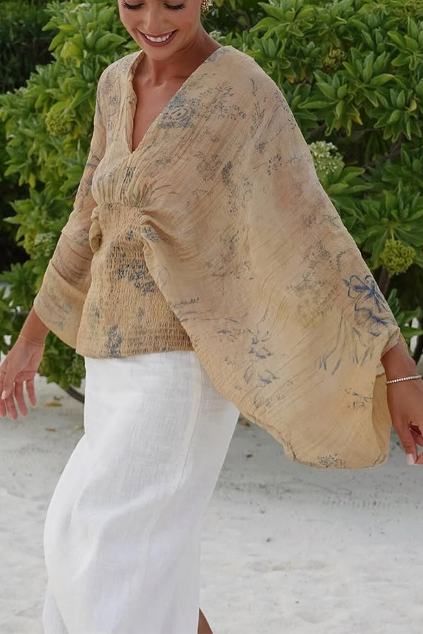Bohemian Style Ibiza Embroidered Wide-sleeved Shirt-Consonak