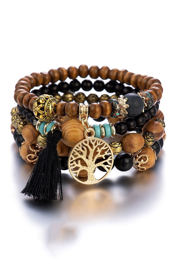 Bohemian Multi-layered Wood Beaded Bracelet-consonak