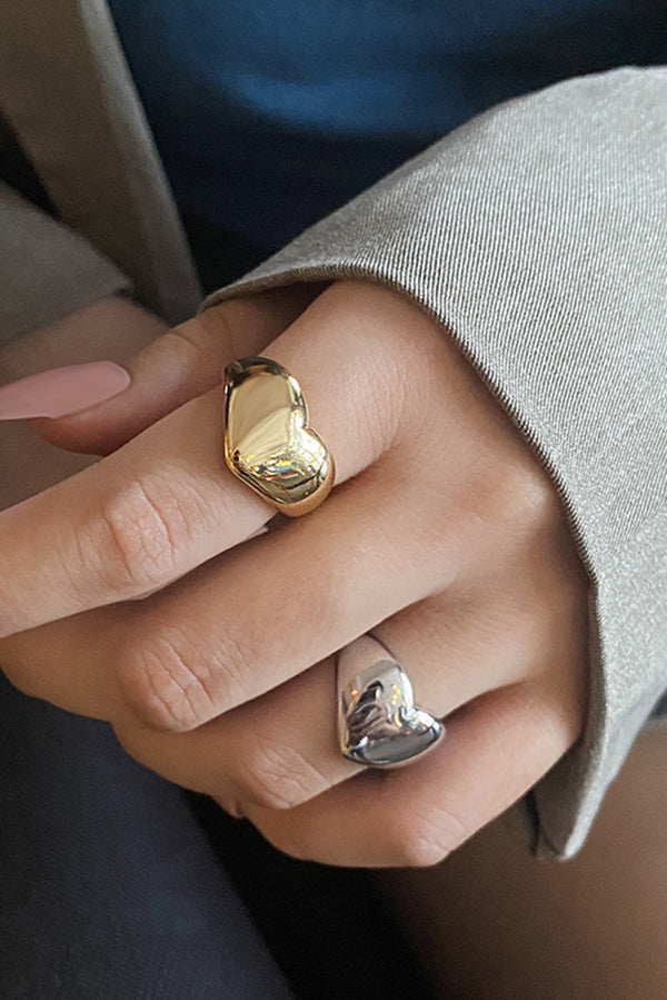 Simple Heart-shaped Metal Texture Ring-consonak