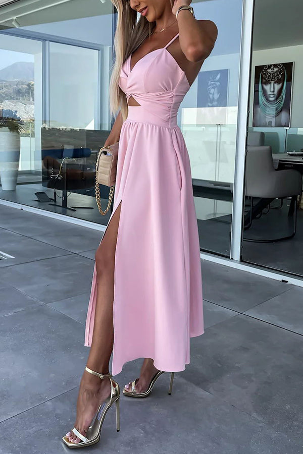 Florida Keys Cutie Pocketed Cutout Slit Midi Dress | Consonak