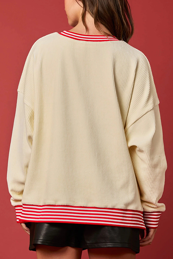 Christmas Decoration Sequined Round Neck Long Sleeve Sweatshirt-consonak