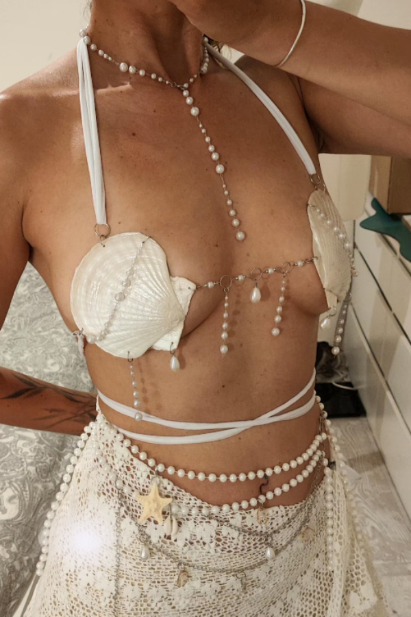 Resort-style Seashell Pearl Chest Chain and Waist Chain Set-consonak