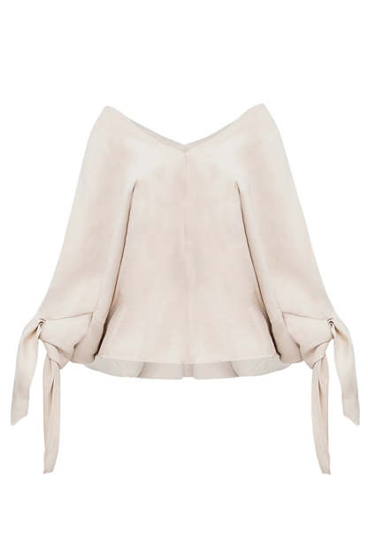 Joyful Bond Linen Blend V-neck Knotted Cuff Half Sleeve Loose Top-consonak