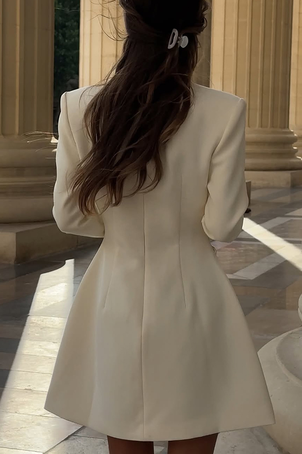 Solid Color Long-sleeved Slim-fit Button-down Casual Mini Dress-consonak