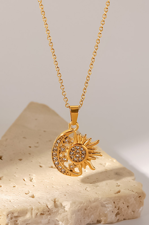 Vintage Stainless Steel Zircon Love Pendant-consonak