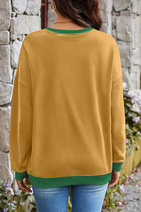 Fashionable Contrasting Color Loose Long-sleeved Casual Sweatshirt-consonak