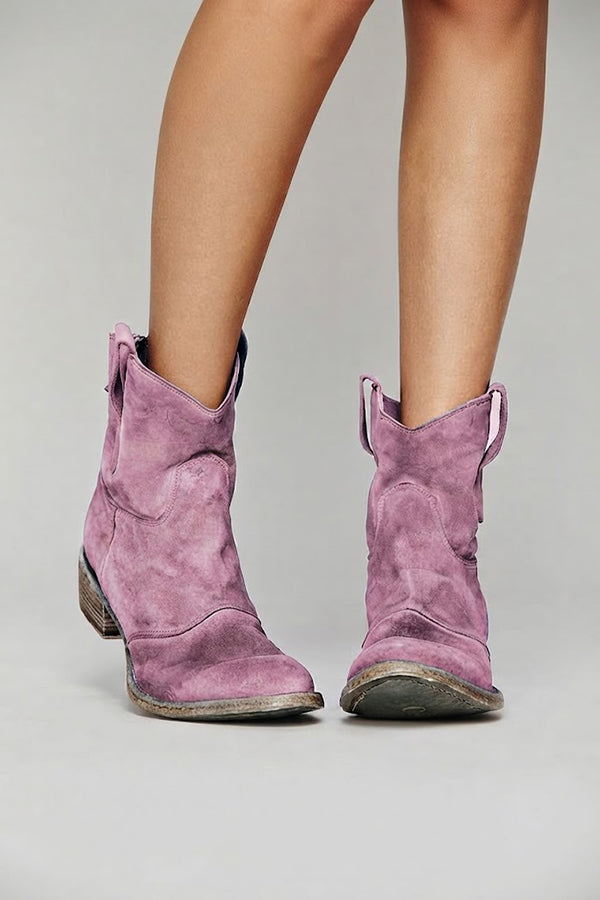 Faux Suede Mid-calf Boots with Low Heels-Consonak