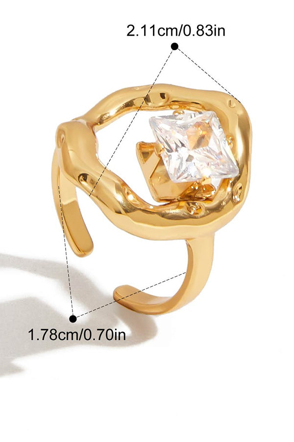 Elegant Zircon Geometric Titanium Steel Ring-consonak