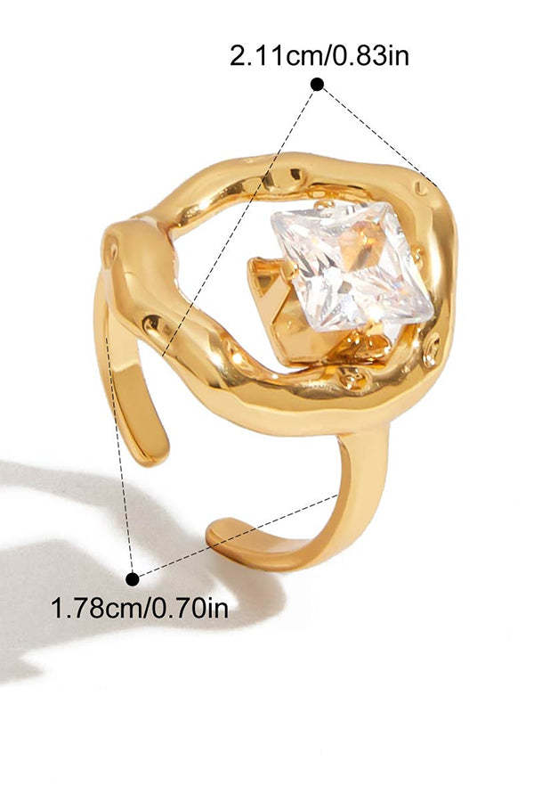 Elegant Zircon Geometric Titanium Steel Ring-consonak