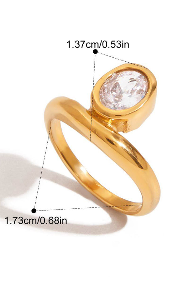 Elegant Zircon Geometric Titanium Steel Ring-consonak