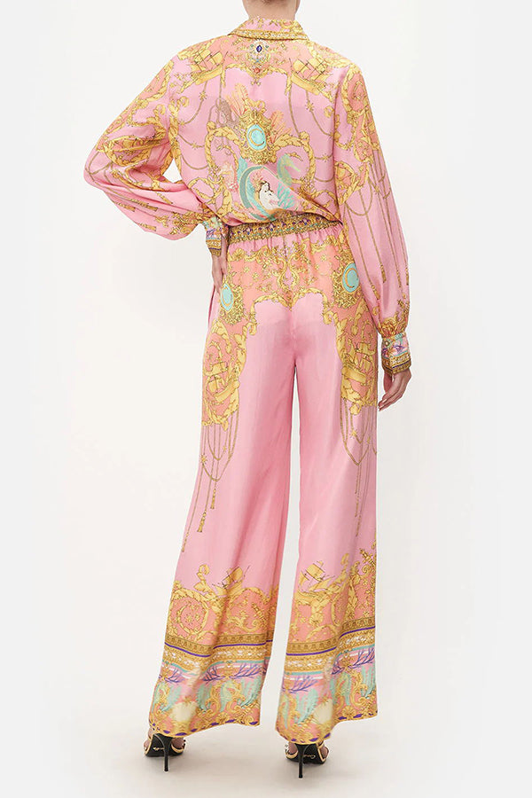Mermaid Motel Unique Print Long Sleeve Loose Shirt and Elastic Waist Pants Set | Consonak