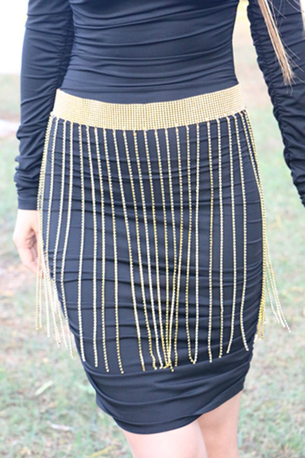 Fashionable Tassel Rhinestone Chain Waist Necklace-consonak