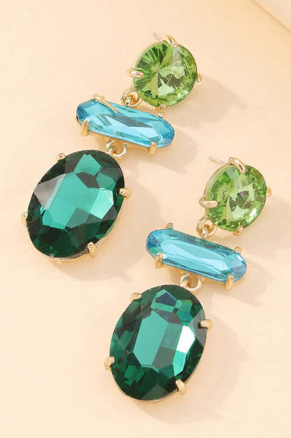 Temperament Contrasting Color Faceted Diamond Earrings-consonak