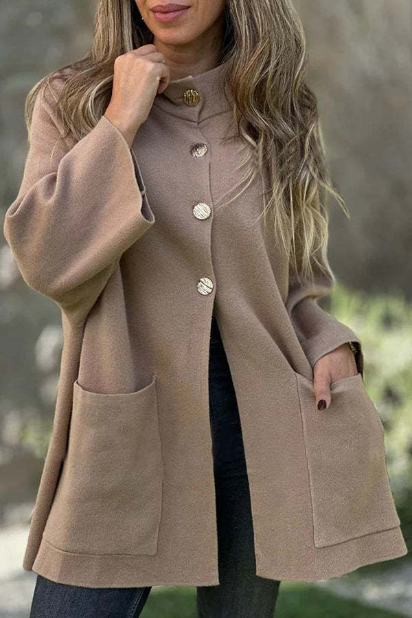 Solid Color Loose Long-sleeved Single-breasted Pocket Casual Jacket-consonak